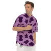 Cow Purple Print Pattern Men's Short Sleeve Shirts-grizzshop