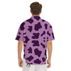 Cow Purple Print Pattern Men's Short Sleeve Shirts-grizzshop