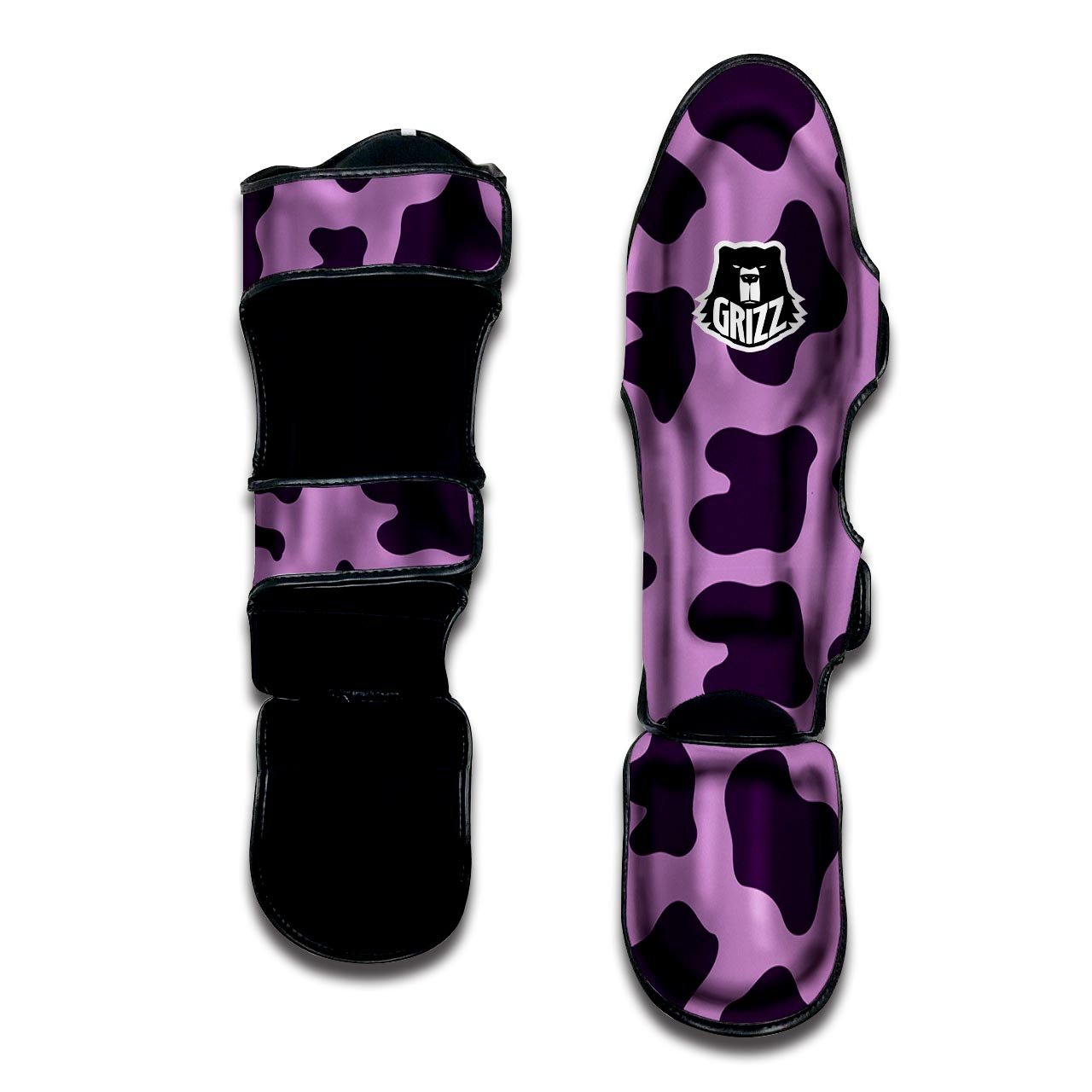 Cow Purple Print Pattern Muay Thai Shin Guards-grizzshop