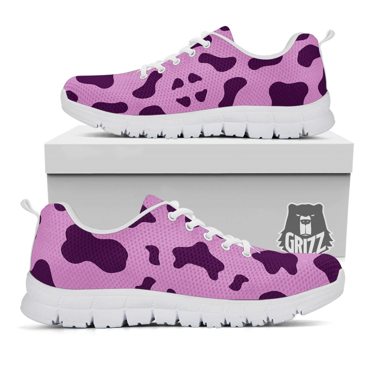 Cow Purple Print Pattern White Sneaker-grizzshop
