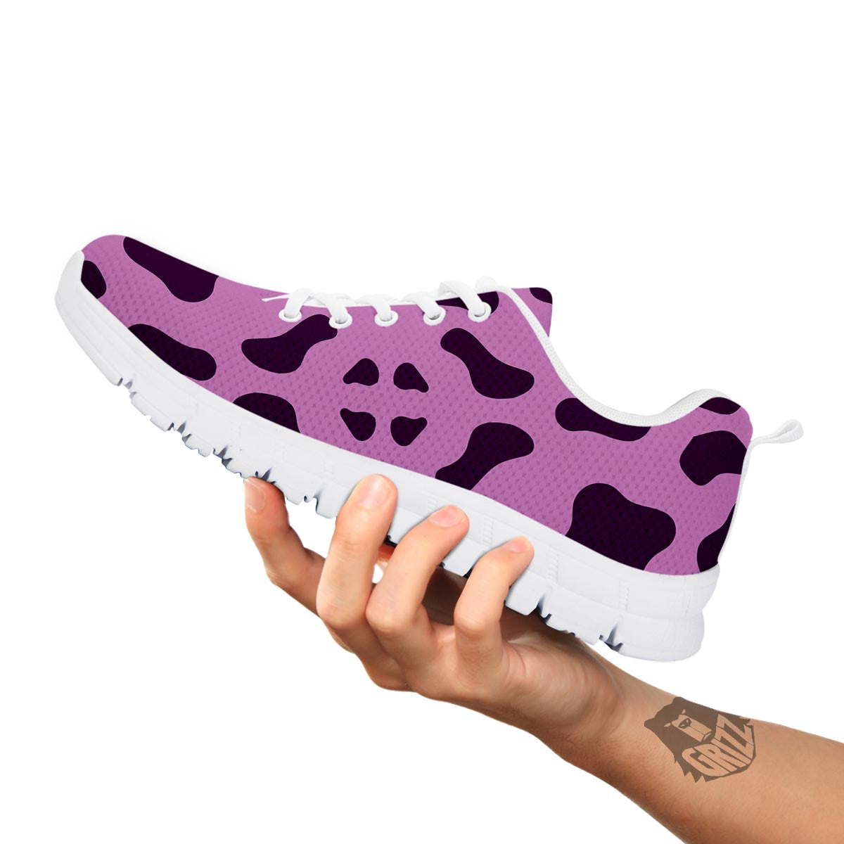Cow Purple Print Pattern White Sneaker-grizzshop
