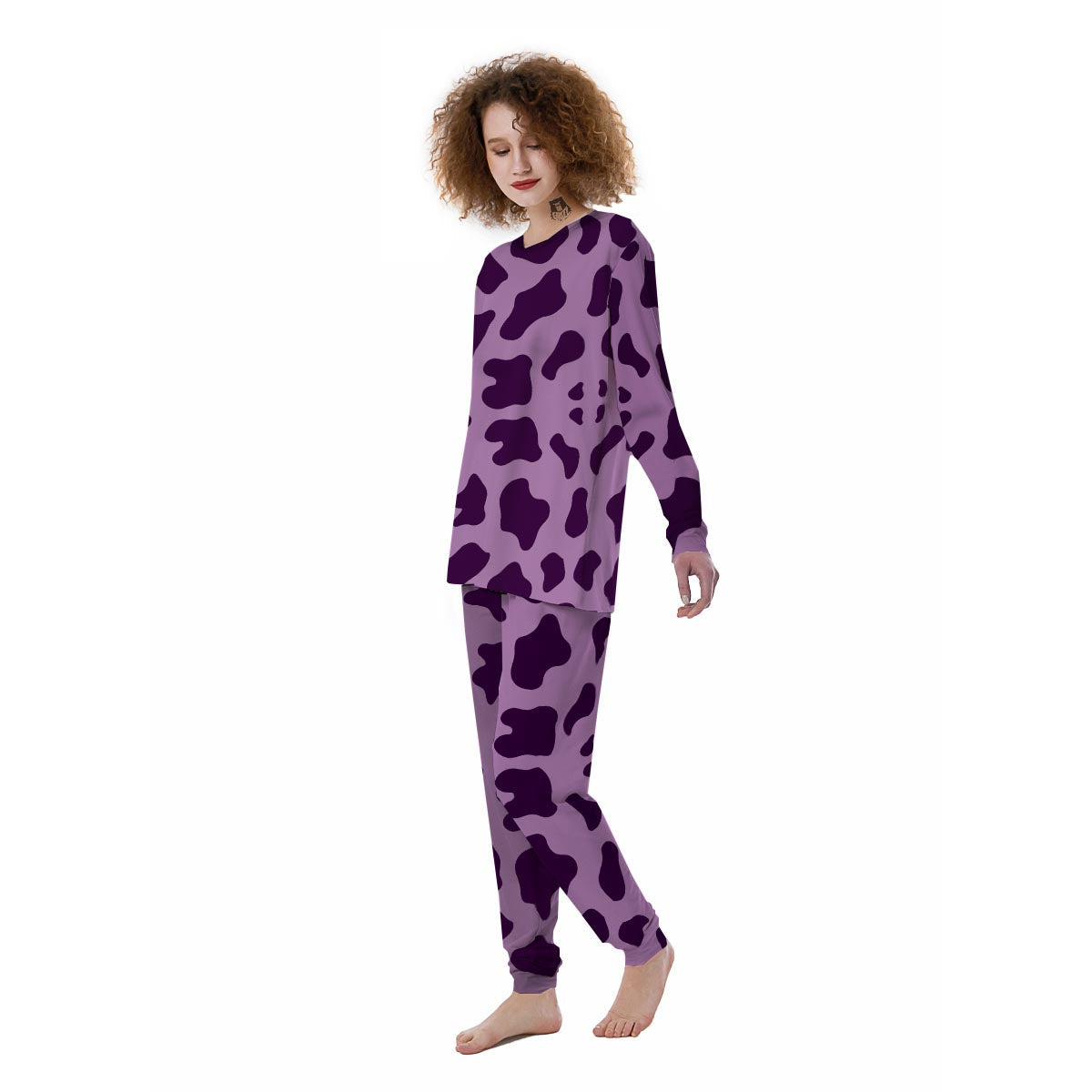 Cow Purple Print Pattern Women's Pajamas-grizzshop