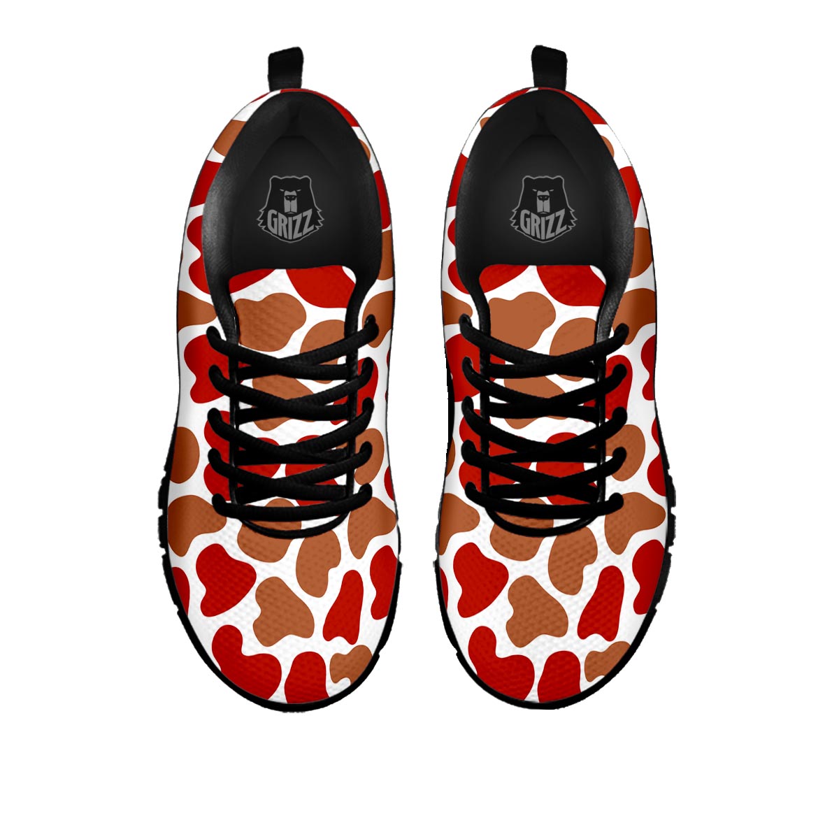 Cow Red Brown Print Pattern Black Sneaker-grizzshop