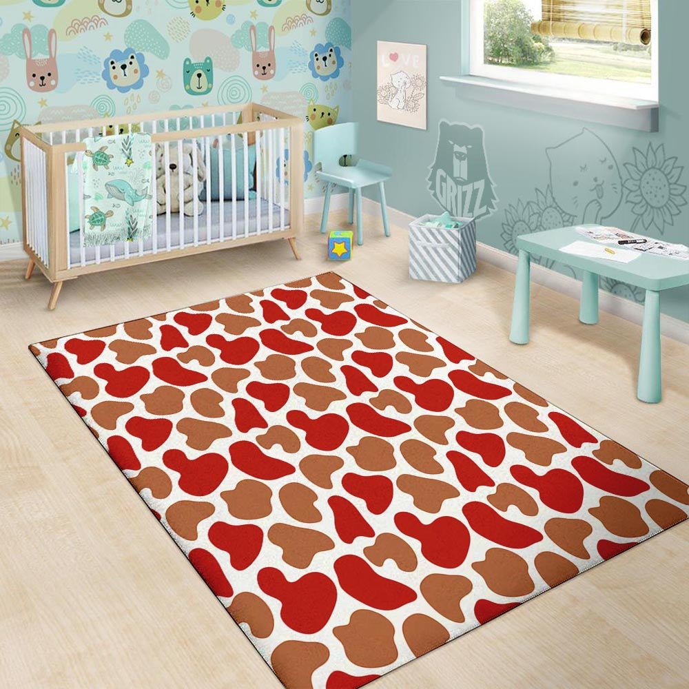 Cow Red Brown Print Pattern Floor Mat-grizzshop