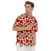 Cow Red Brown Print Pattern Men's Short Sleeve Shirts-grizzshop