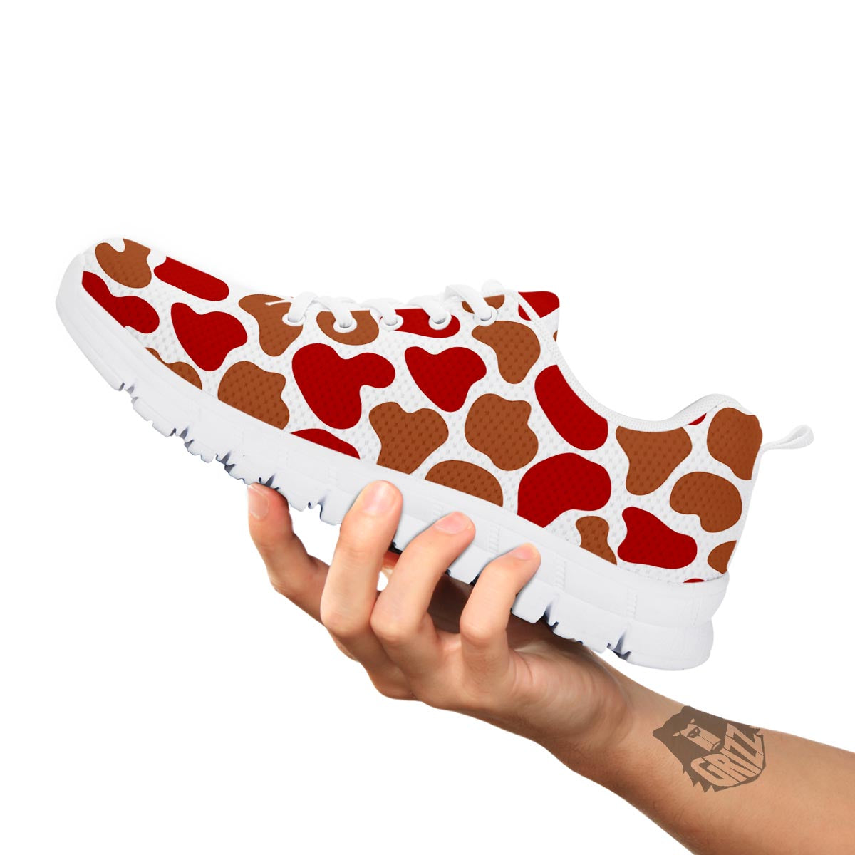 Cow Red Brown Print Pattern White Sneaker-grizzshop