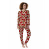 Cow Red Brown Print Pattern Women's Pajamas-grizzshop