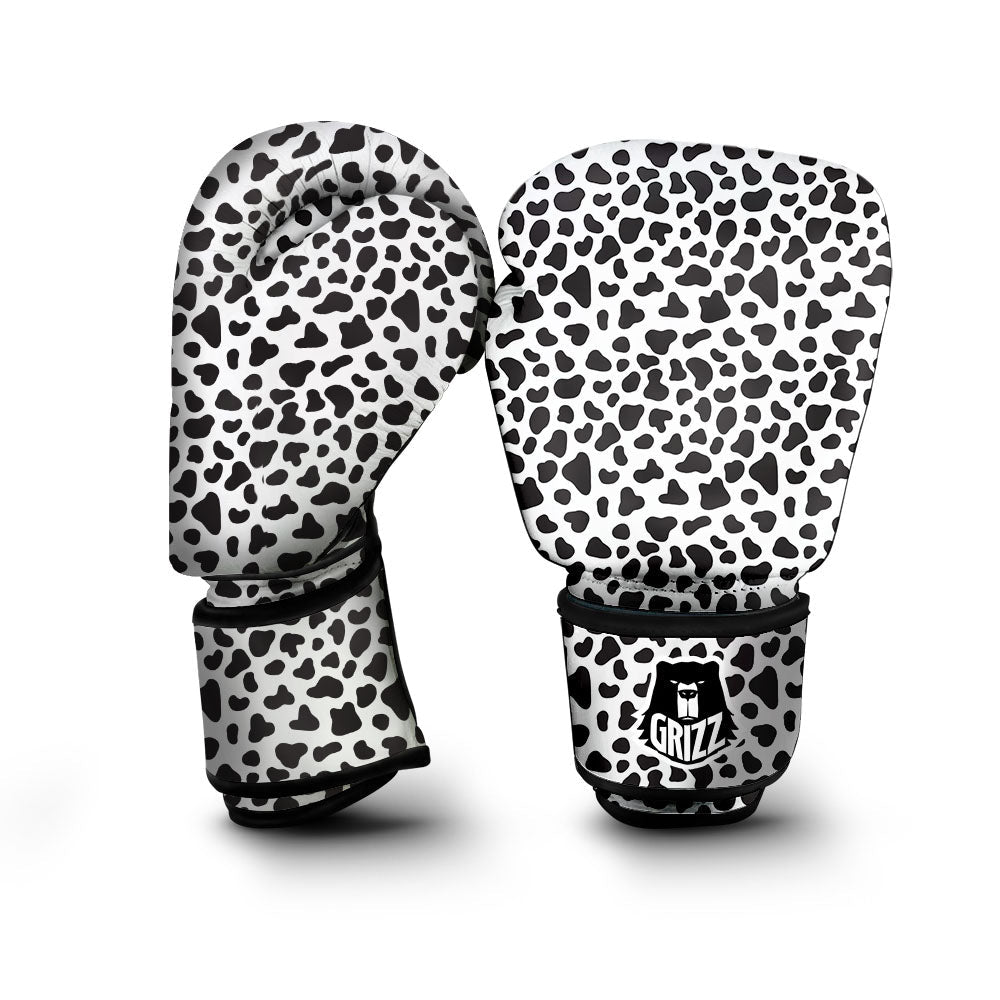 Cow White And Black Print Boxing Gloves-grizzshop