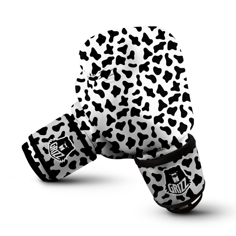 Cow White And Black Print Pattern Boxing Gloves-grizzshop