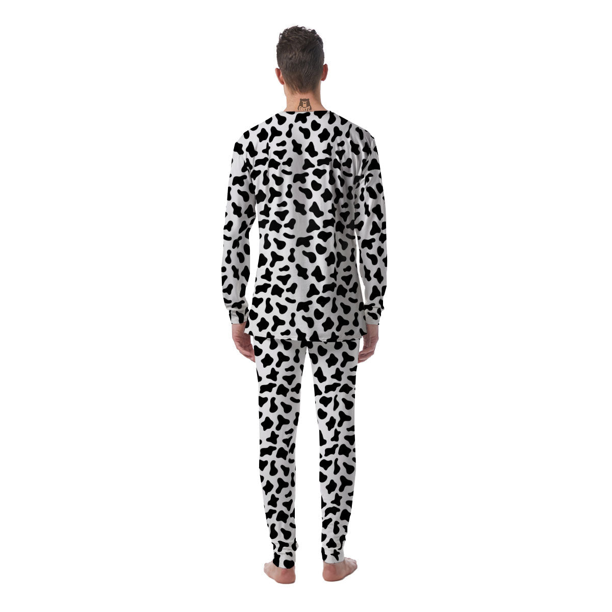 Cow White And Black Print Pattern Men's Pajamas-grizzshop