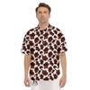 Cow White And Brown Print Men's Short Sleeve Shirts-grizzshop