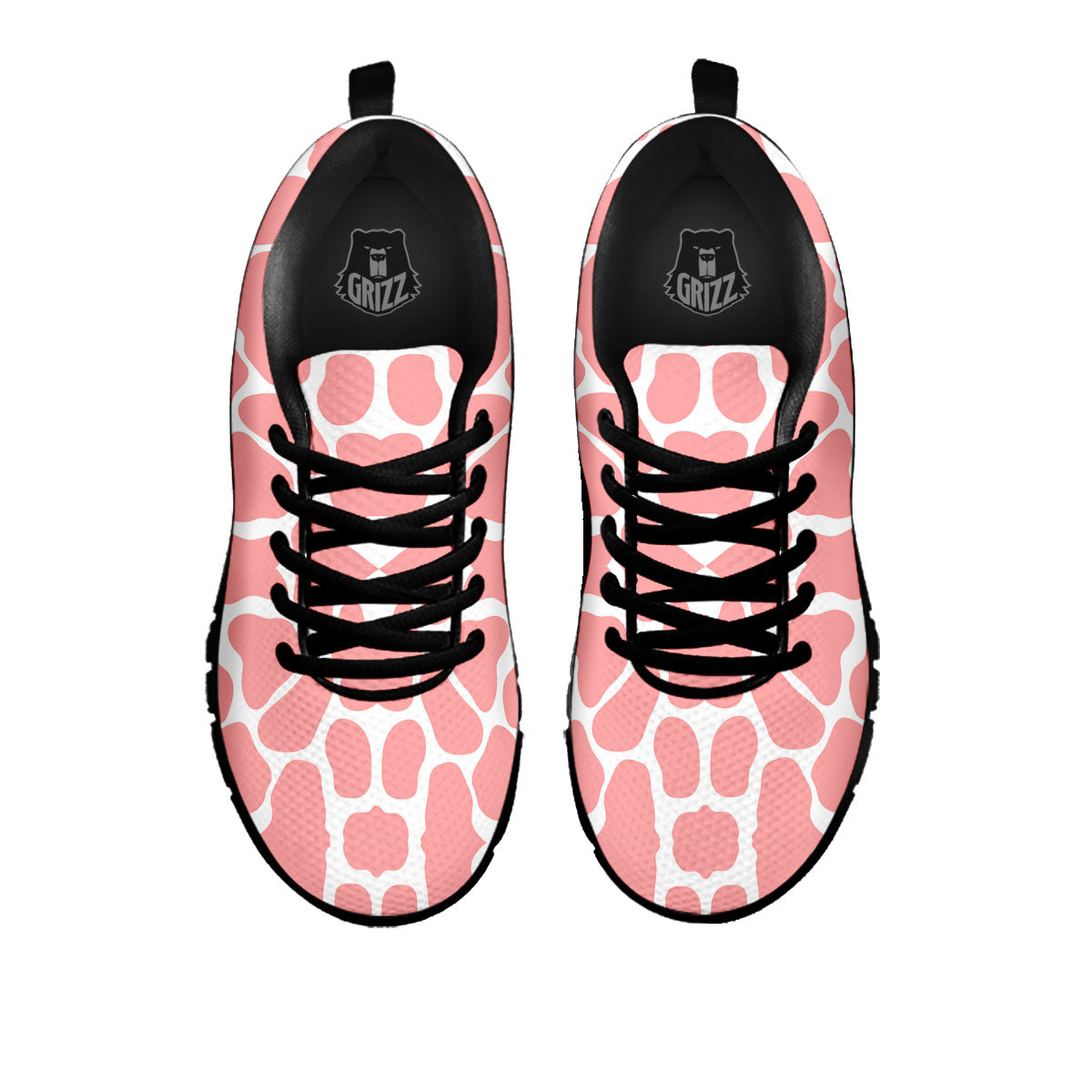 Cow White And Pink Print Black Sneaker-grizzshop