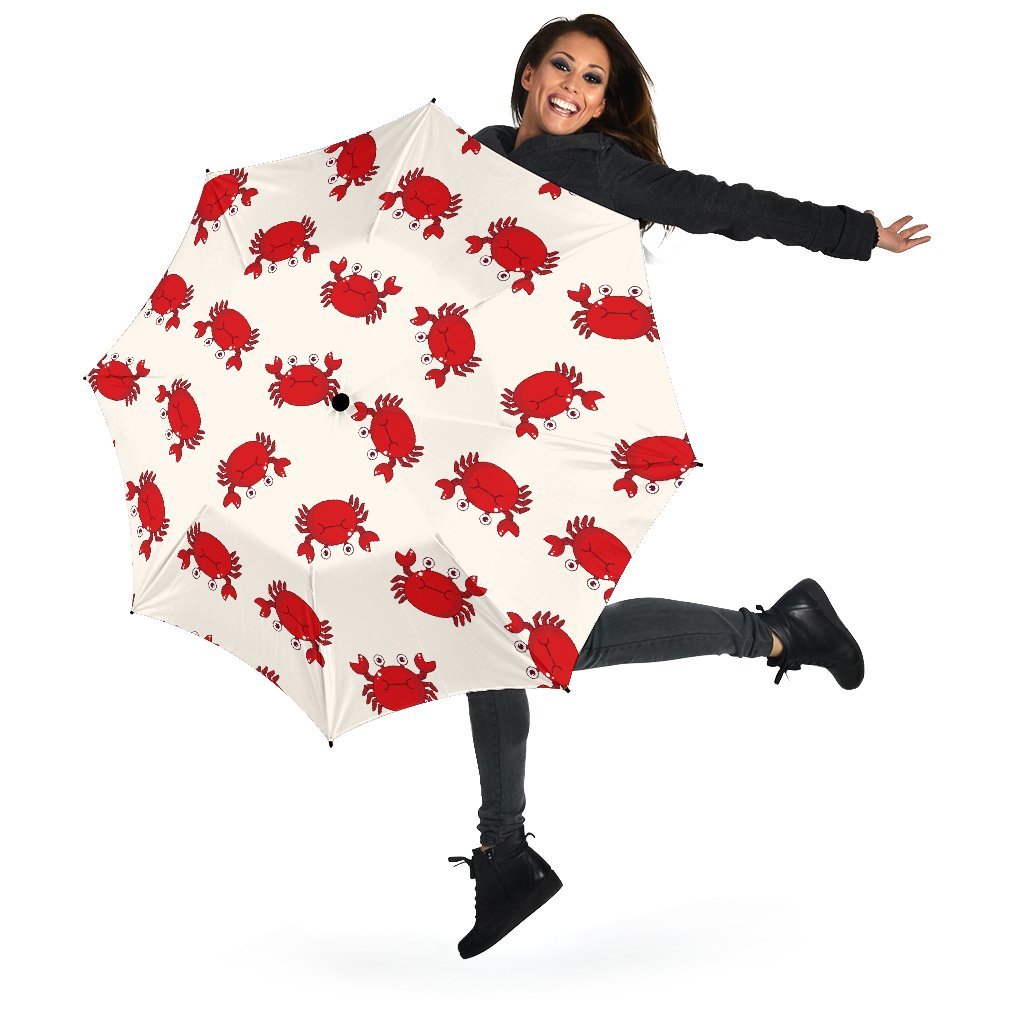 Crab Cartoon Pattern Print Automatic Foldable Umbrella-grizzshop