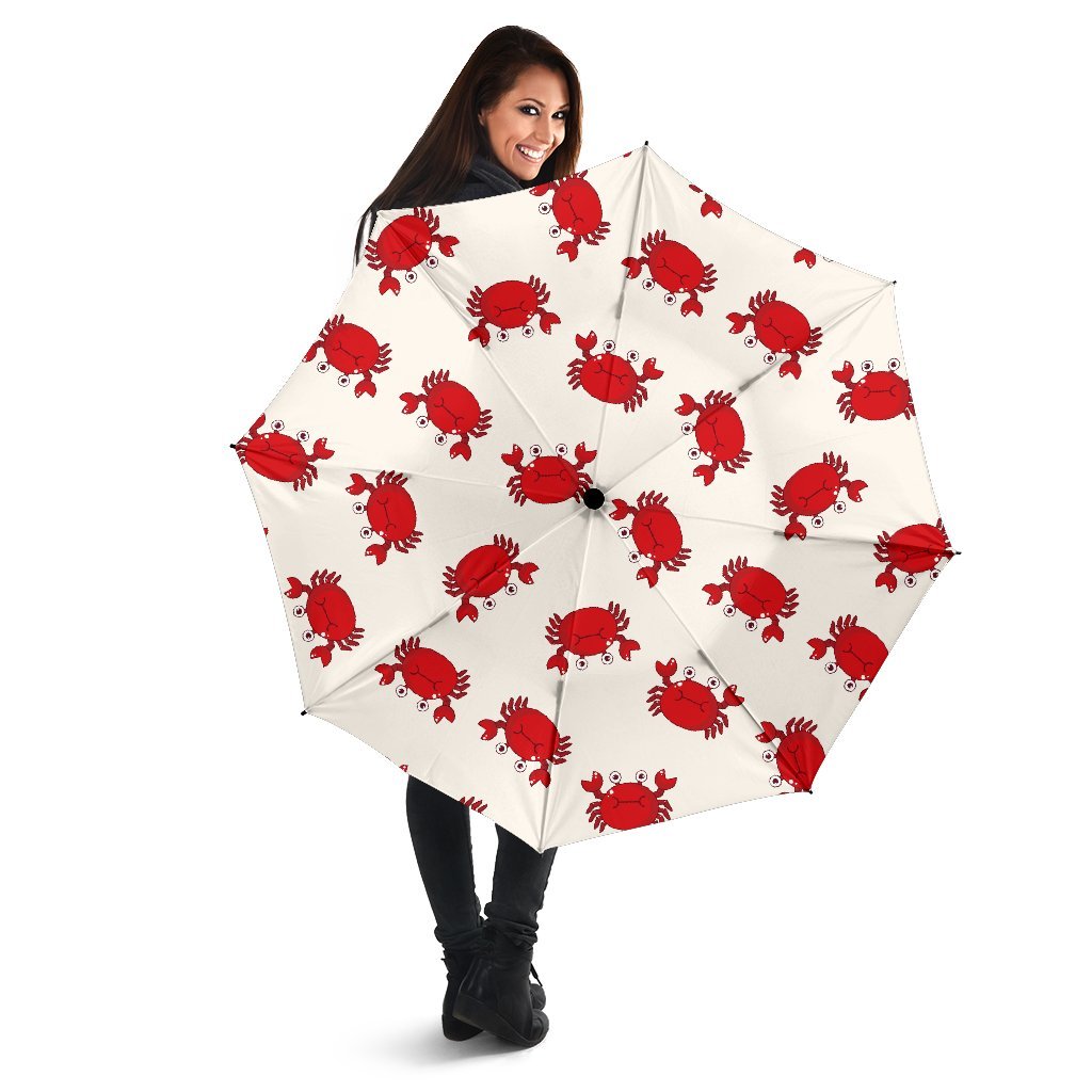 Crab Cartoon Pattern Print Automatic Foldable Umbrella-grizzshop