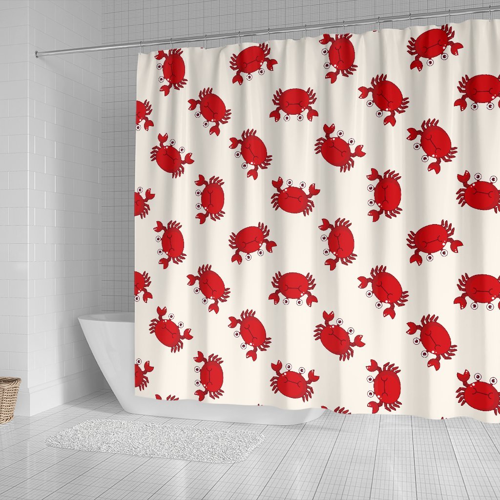 Crab Cartoon Pattern Print Bathroom Shower Curtain-grizzshop