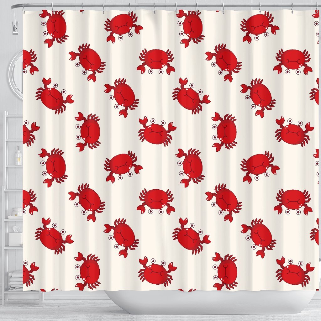 Crab Cartoon Pattern Print Bathroom Shower Curtain-grizzshop