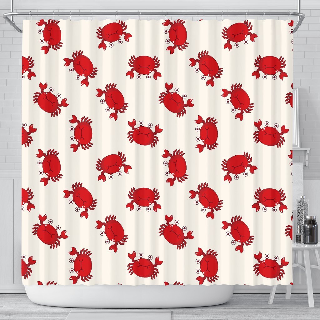 Crab Cartoon Pattern Print Bathroom Shower Curtain-grizzshop