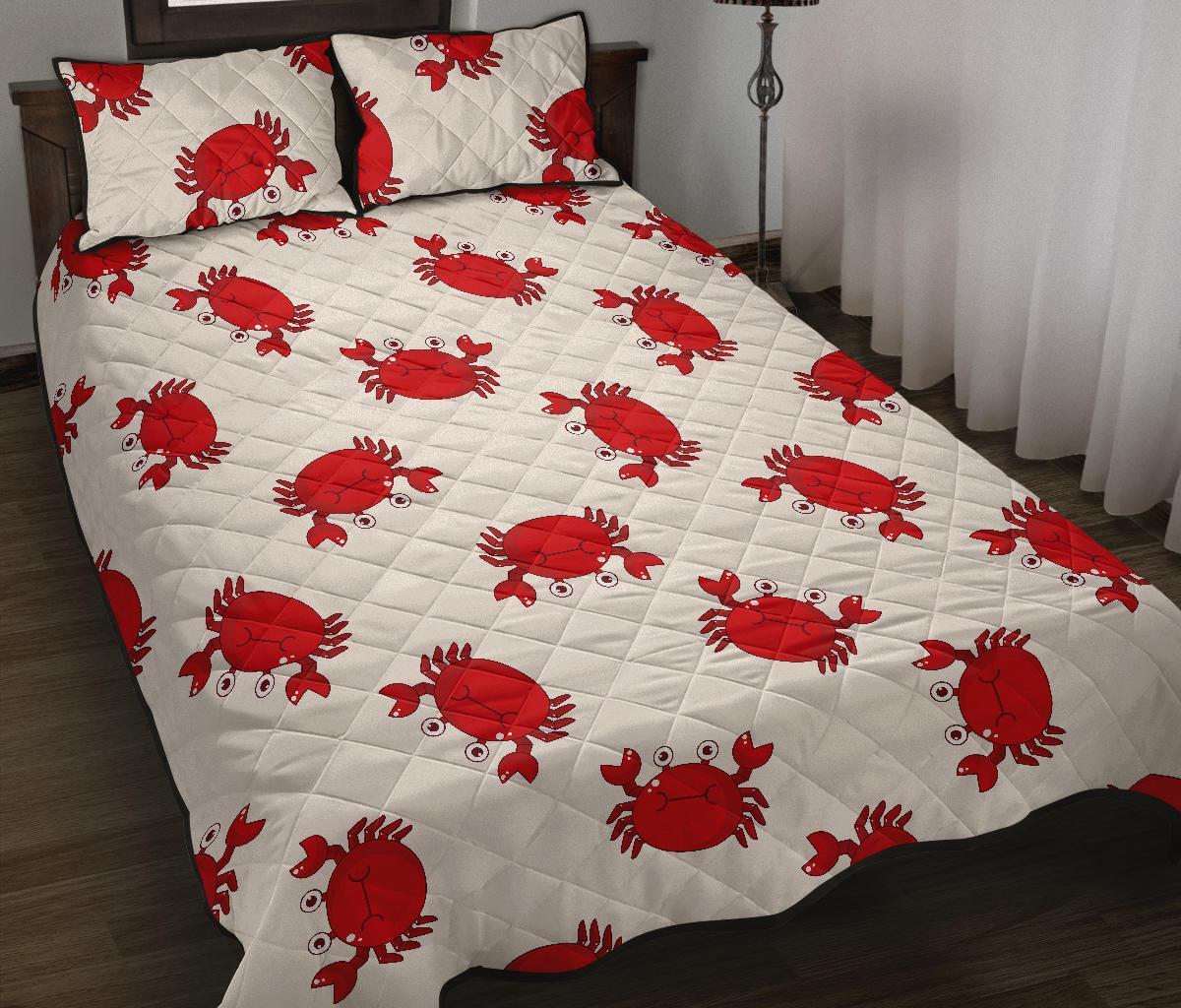 Crab Cartoon Pattern Print Bed Set Quilt-grizzshop