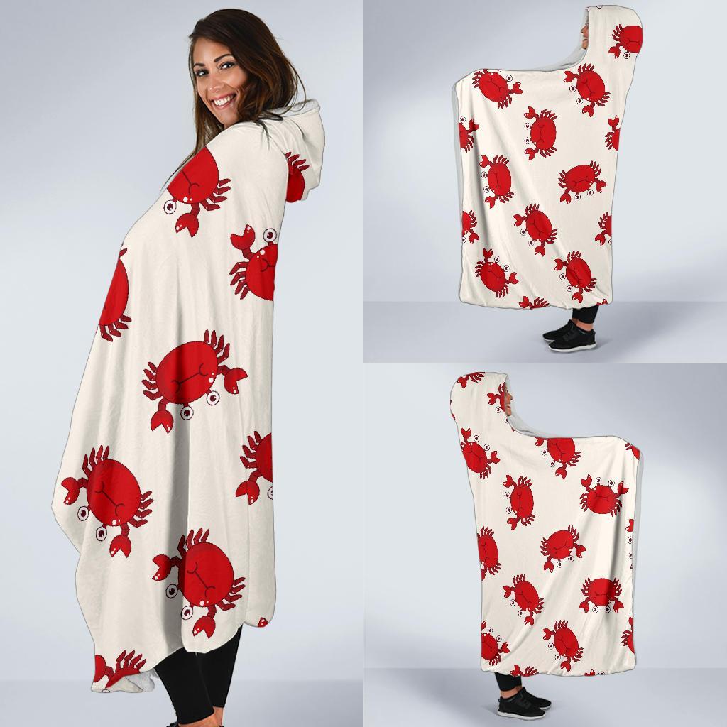 Crab Cartoon Pattern Print Hooded Blanket-grizzshop