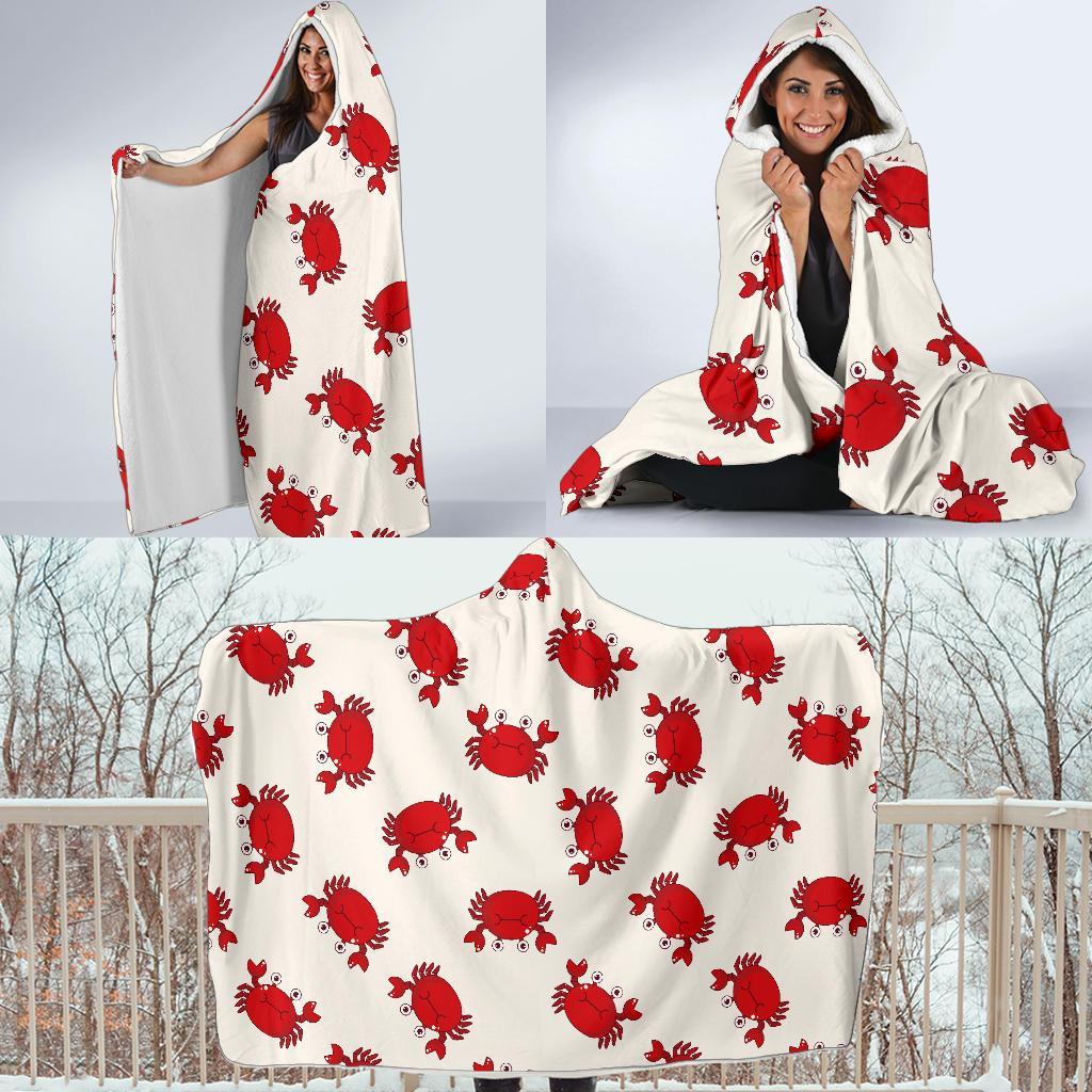 Crab Cartoon Pattern Print Hooded Blanket-grizzshop