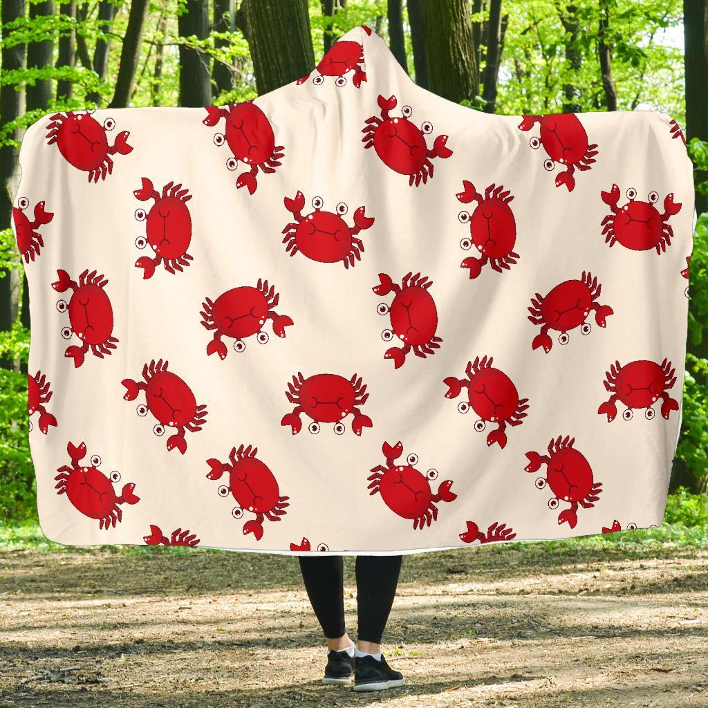 Crab Cartoon Pattern Print Hooded Blanket-grizzshop