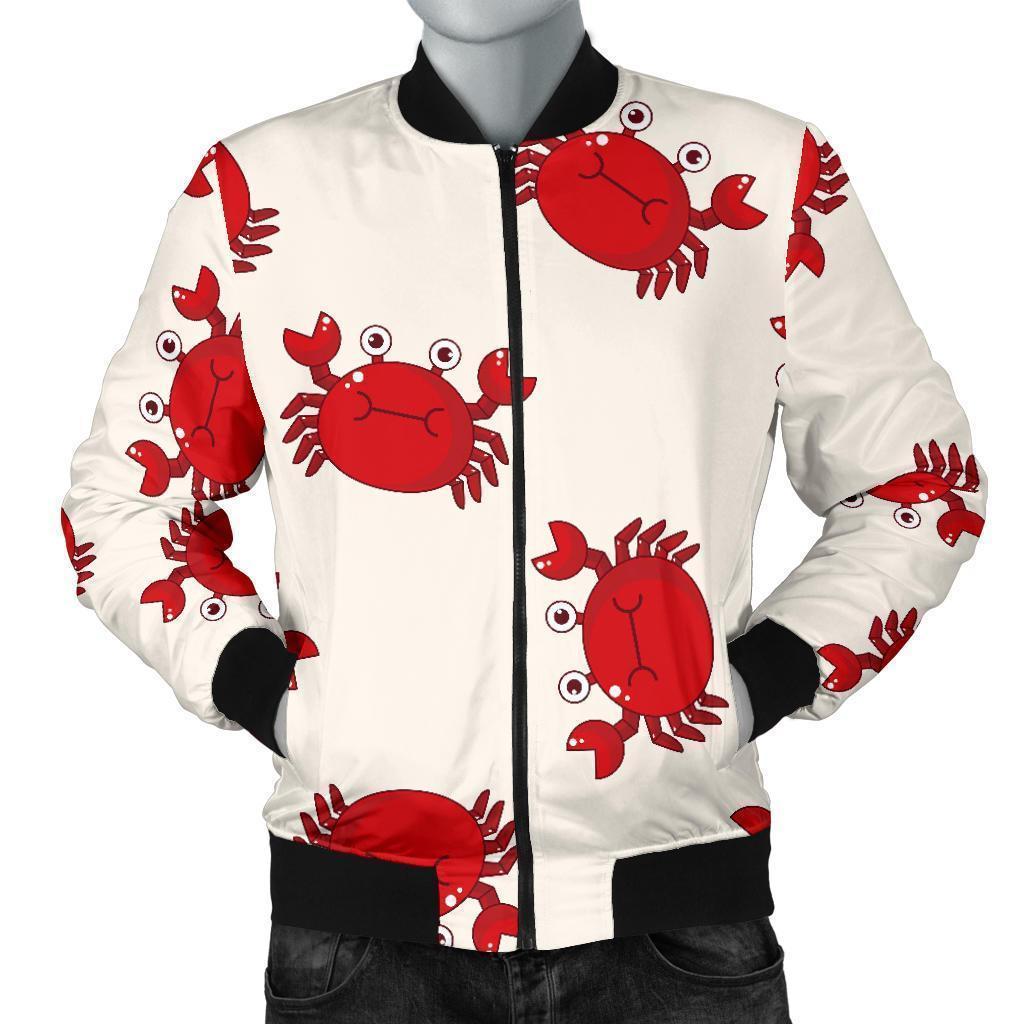 Crab Cartoon Pattern Print Men's Bomber Jacket-grizzshop