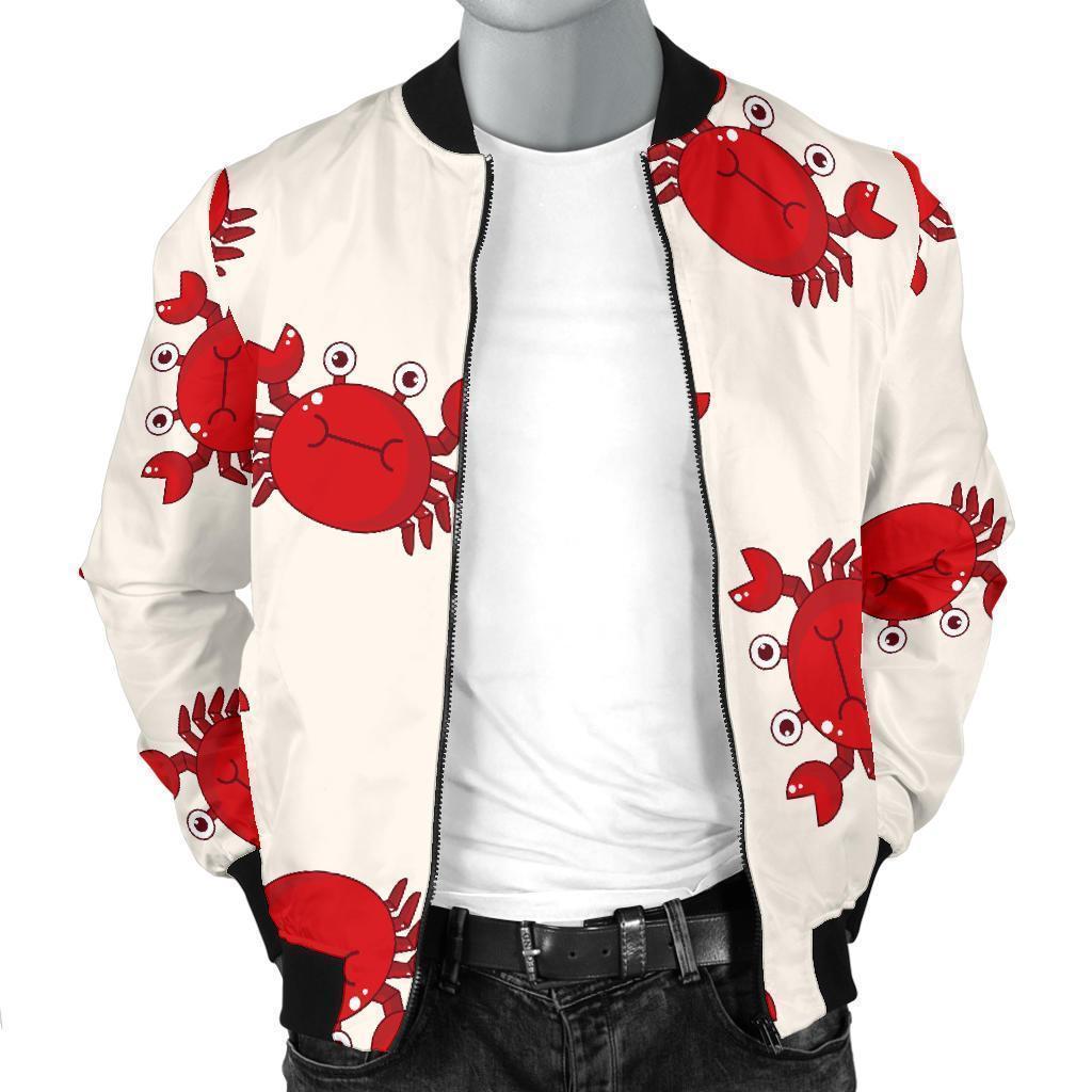 Crab Cartoon Pattern Print Men's Bomber Jacket-grizzshop