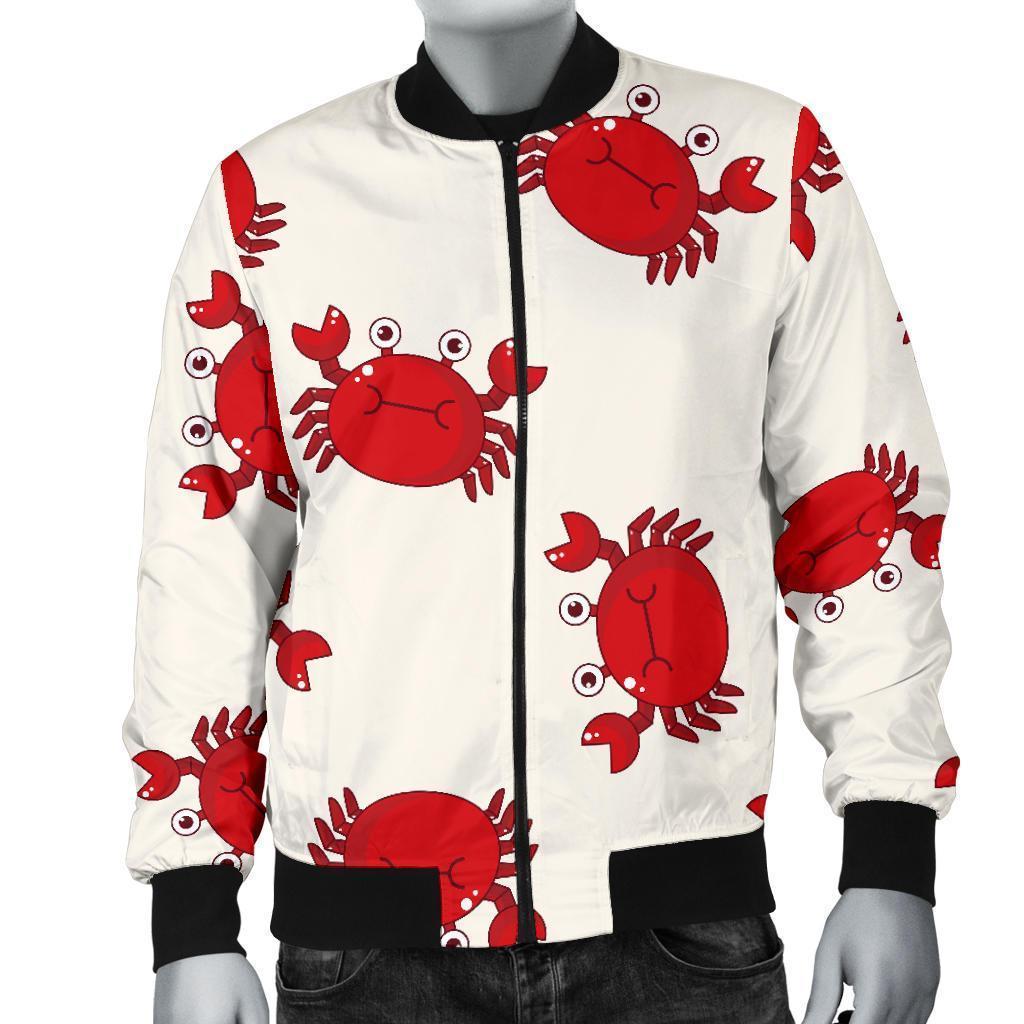 Crab Cartoon Pattern Print Men's Bomber Jacket-grizzshop