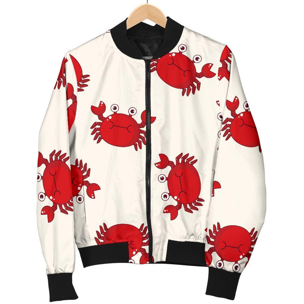 Crab Cartoon Pattern Print Men's Bomber Jacket-grizzshop