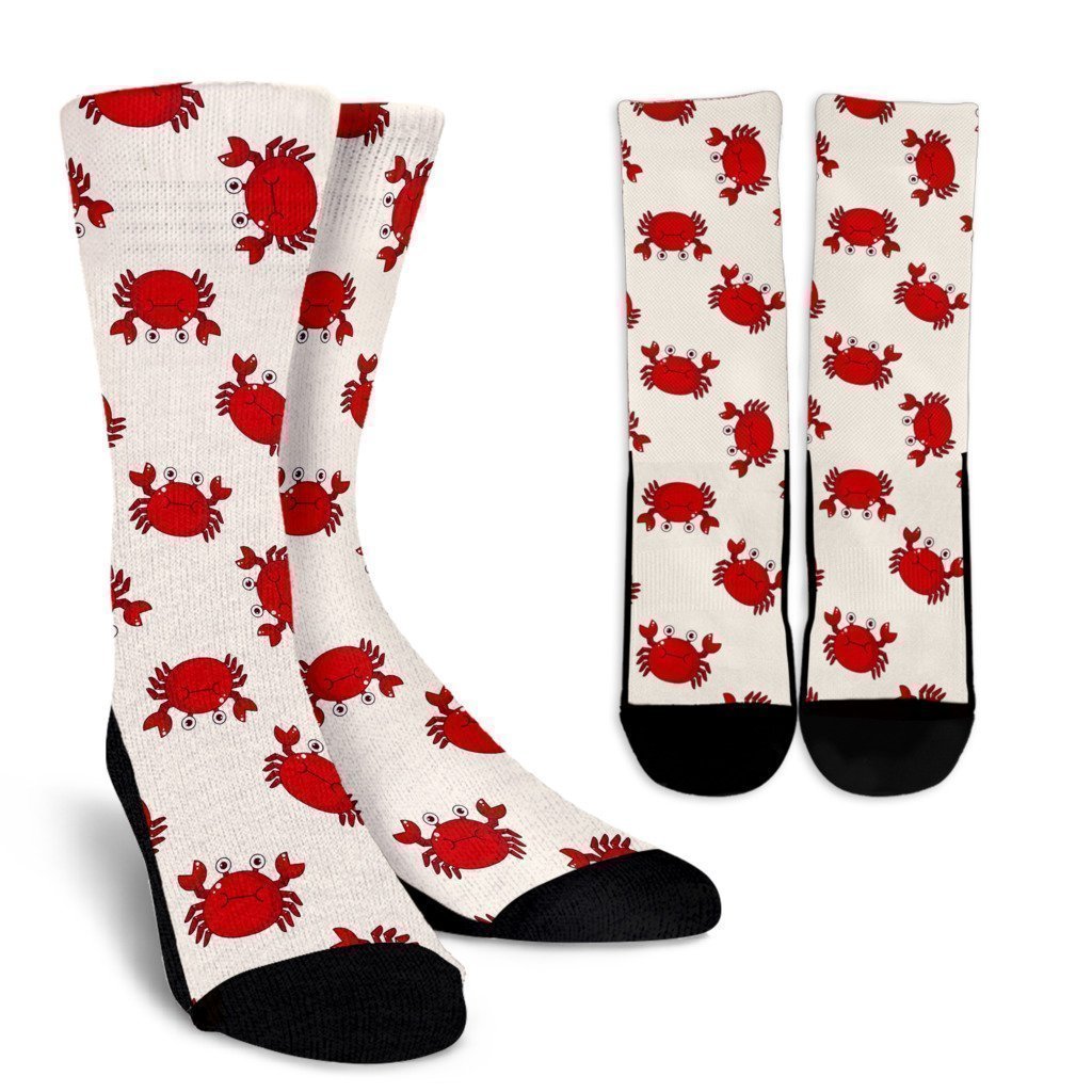 Crab Cartoon Pattern Print Unisex Crew Socks-grizzshop