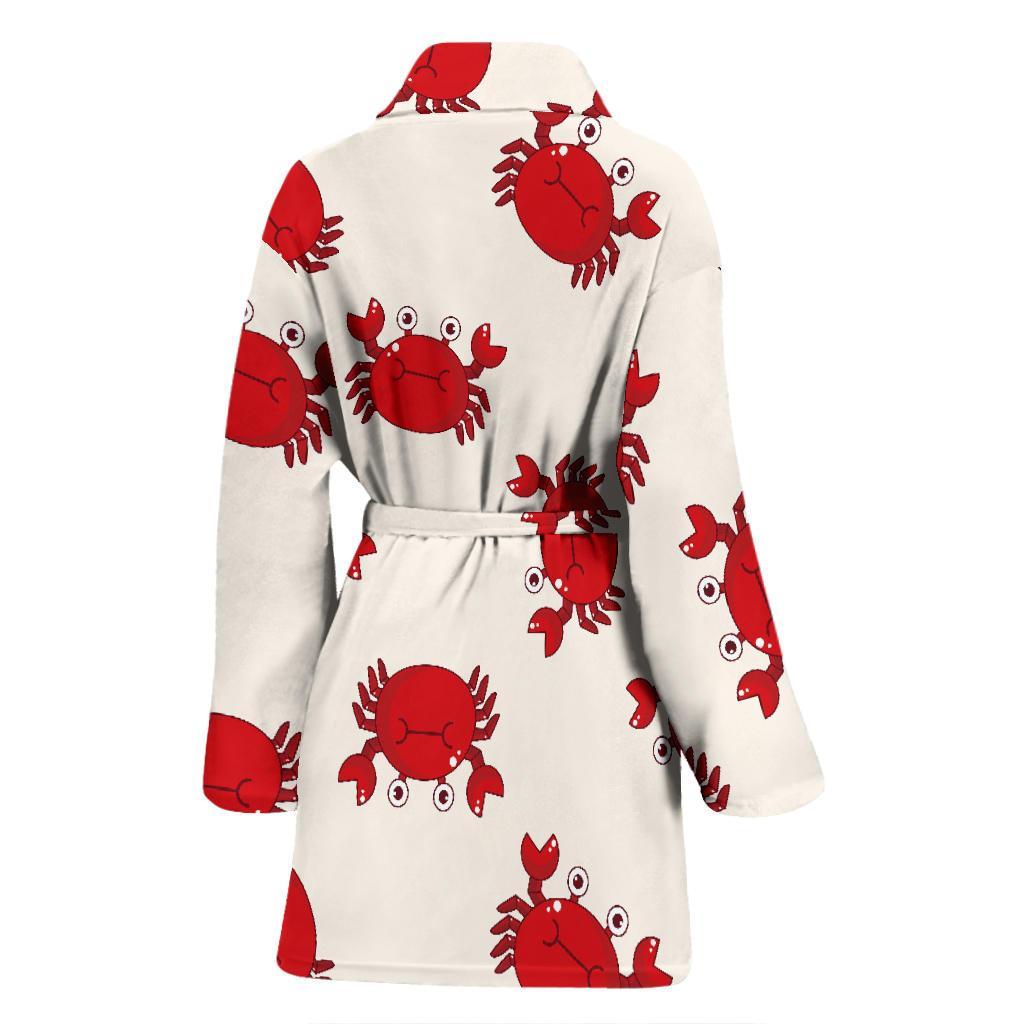 Crab Cartoon Pattern Print Women Long Robe-grizzshop