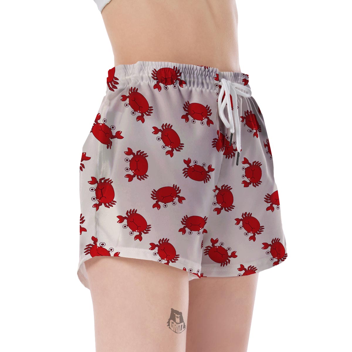 Crab Cartoon Pattern Print Women's Shorts-grizzshop