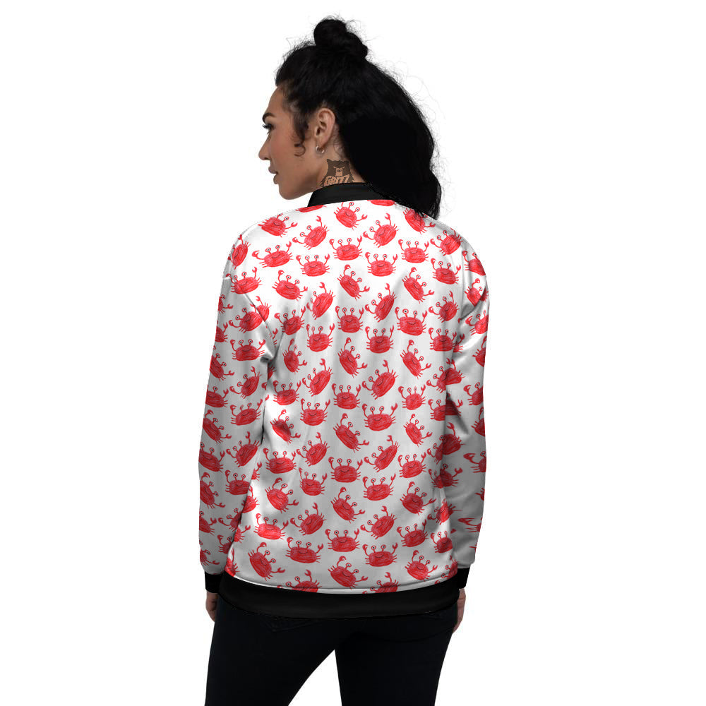 Crab Cute Print Pattern Women's Bomber Jacket-grizzshop