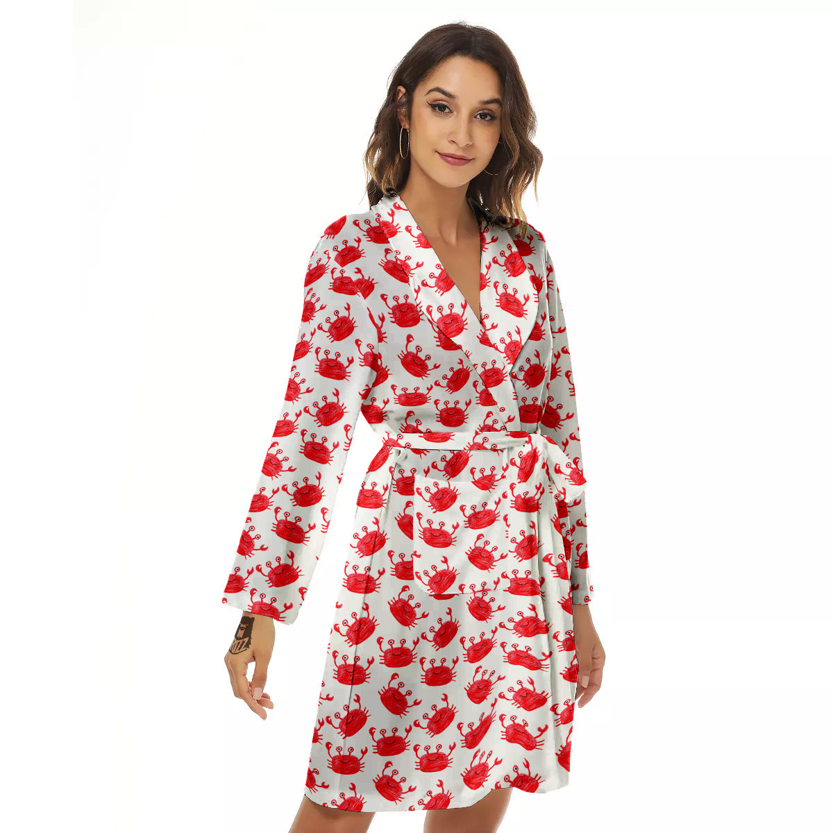 Crab Cute Print Pattern Women's Robe-grizzshop