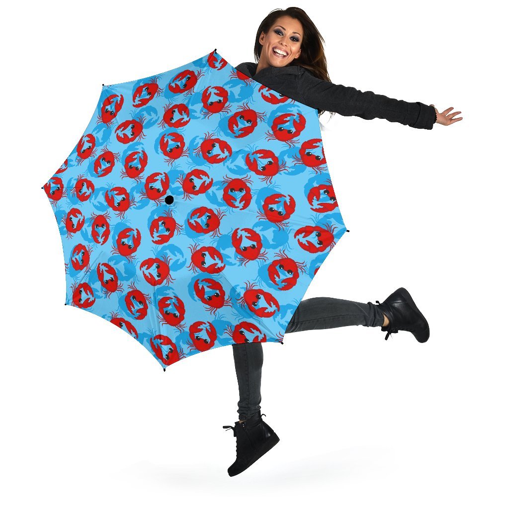 Crab Pattern Print Automatic Foldable Umbrella-grizzshop