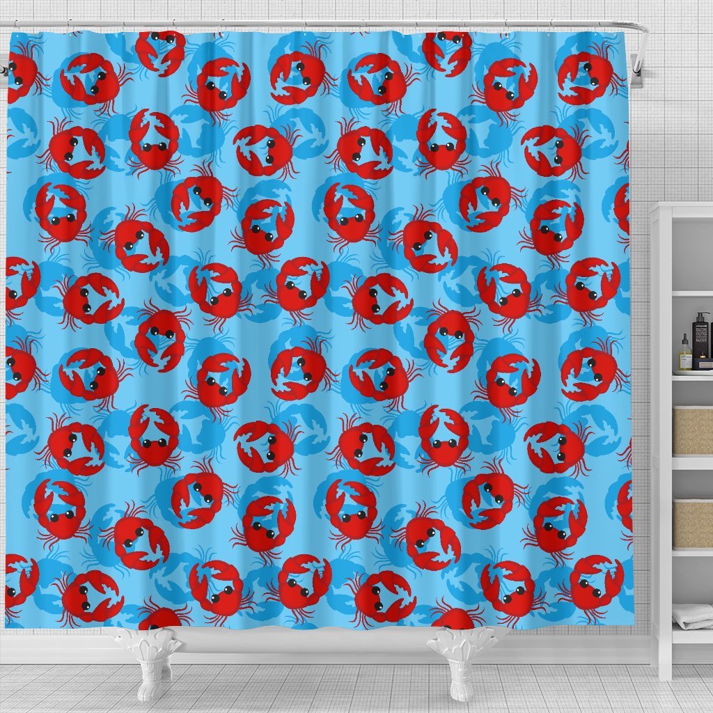 Crab Pattern Print Bathroom Shower Curtain-grizzshop