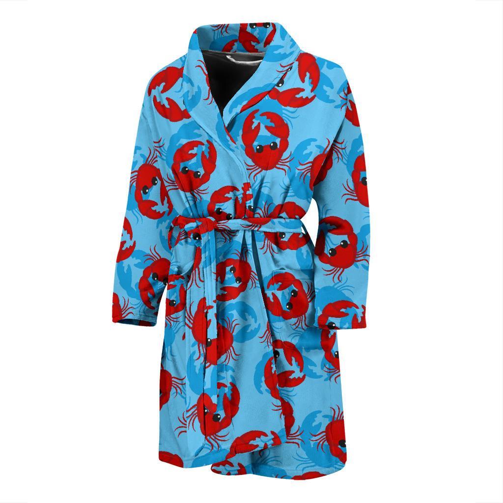 Crab Pattern Print Men Long Robe-grizzshop