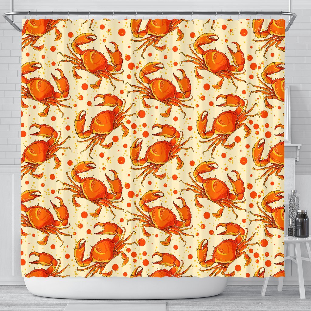 Crab Print Pattern Bathroom Shower Curtain-grizzshop