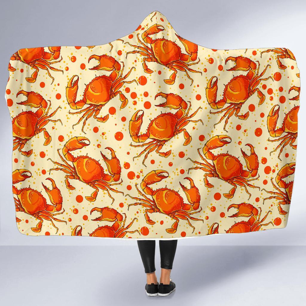 Crab Print Pattern Hooded Blanket-grizzshop