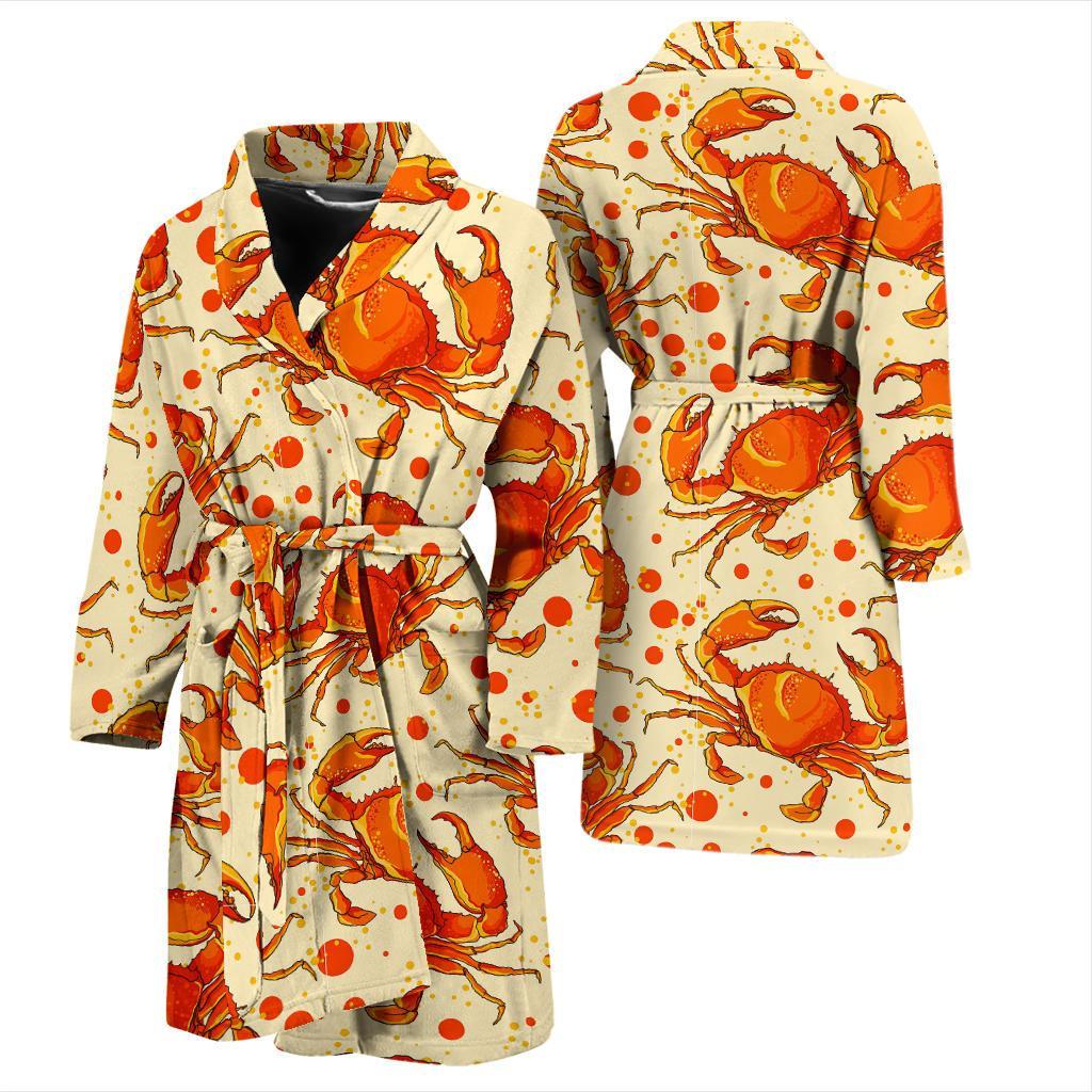 Crab Print Pattern Men Long Robe-grizzshop