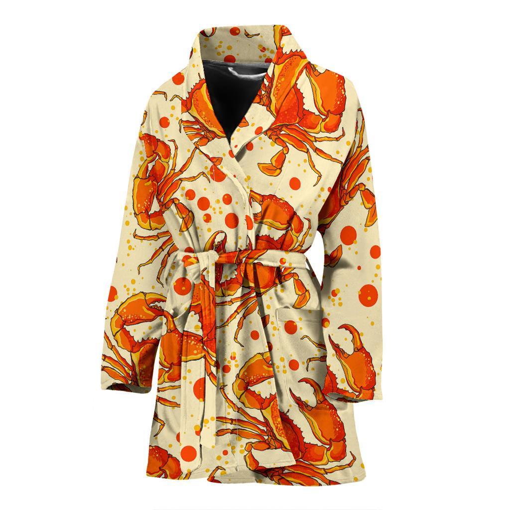 Crab Print Pattern Women Long Robe-grizzshop