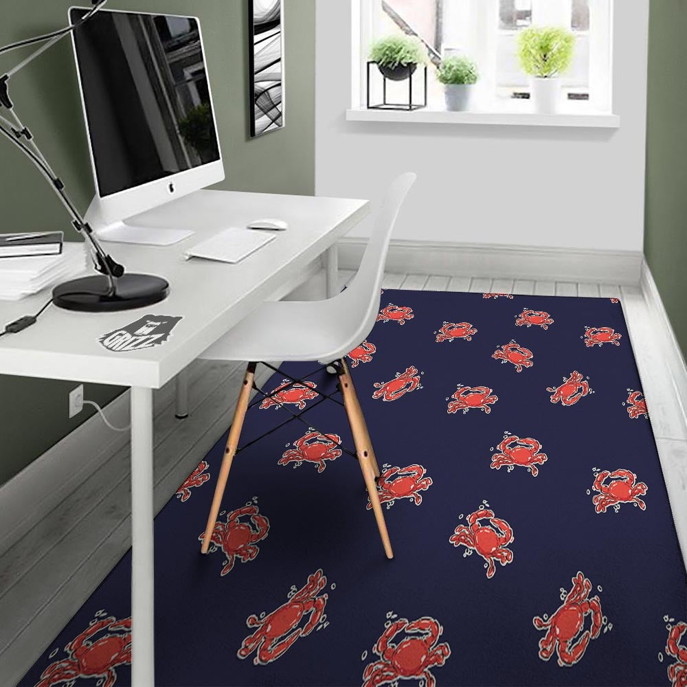 Crab Red Print Pattern Floor Mat-grizzshop