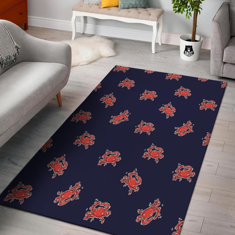 Crab Red Print Pattern Floor Mat-grizzshop