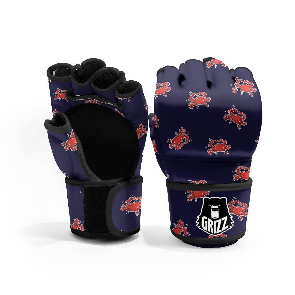 Crab Red Print Pattern MMA Gloves-grizzshop