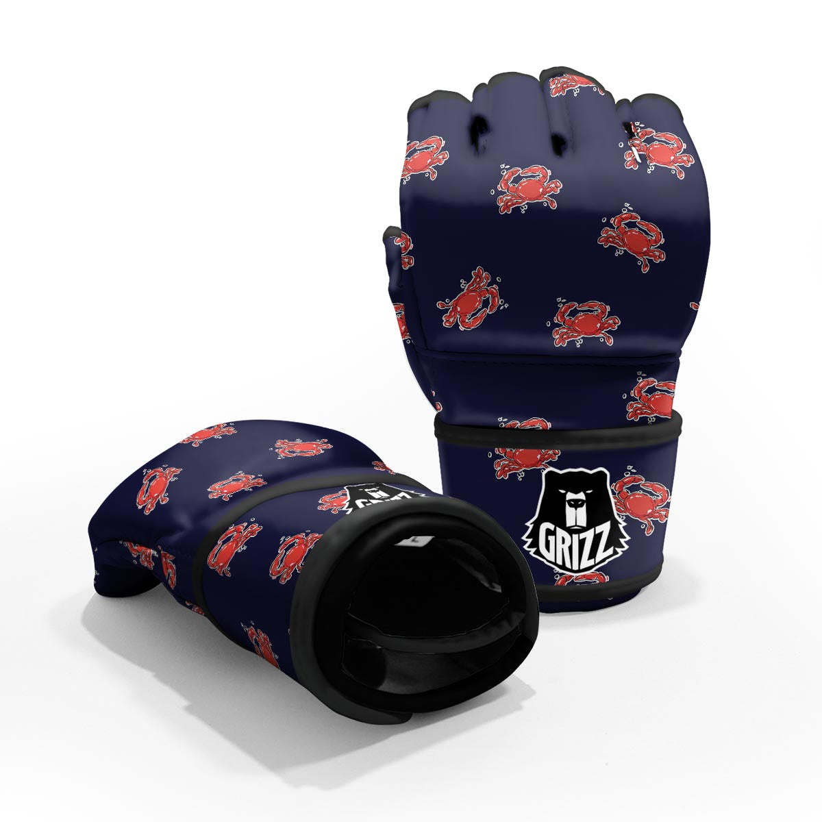 Crab Red Print Pattern MMA Gloves-grizzshop