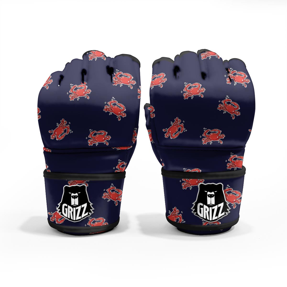 Crab Red Print Pattern MMA Gloves-grizzshop