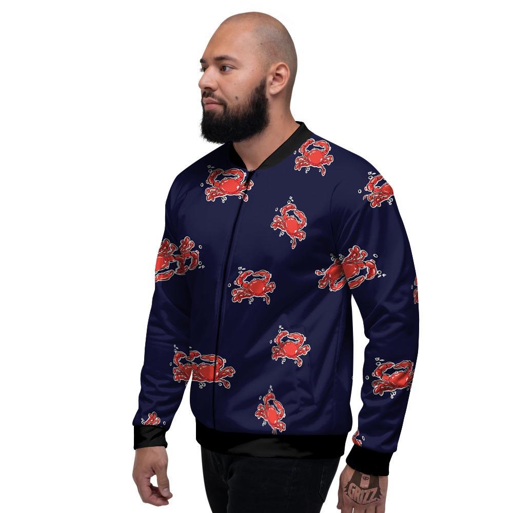 Crab Red Print Pattern Men's Bomber Jacket-grizzshop