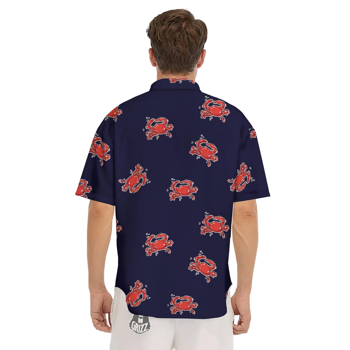 Crab Red Print Pattern Men's Short Sleeve Shirts-grizzshop