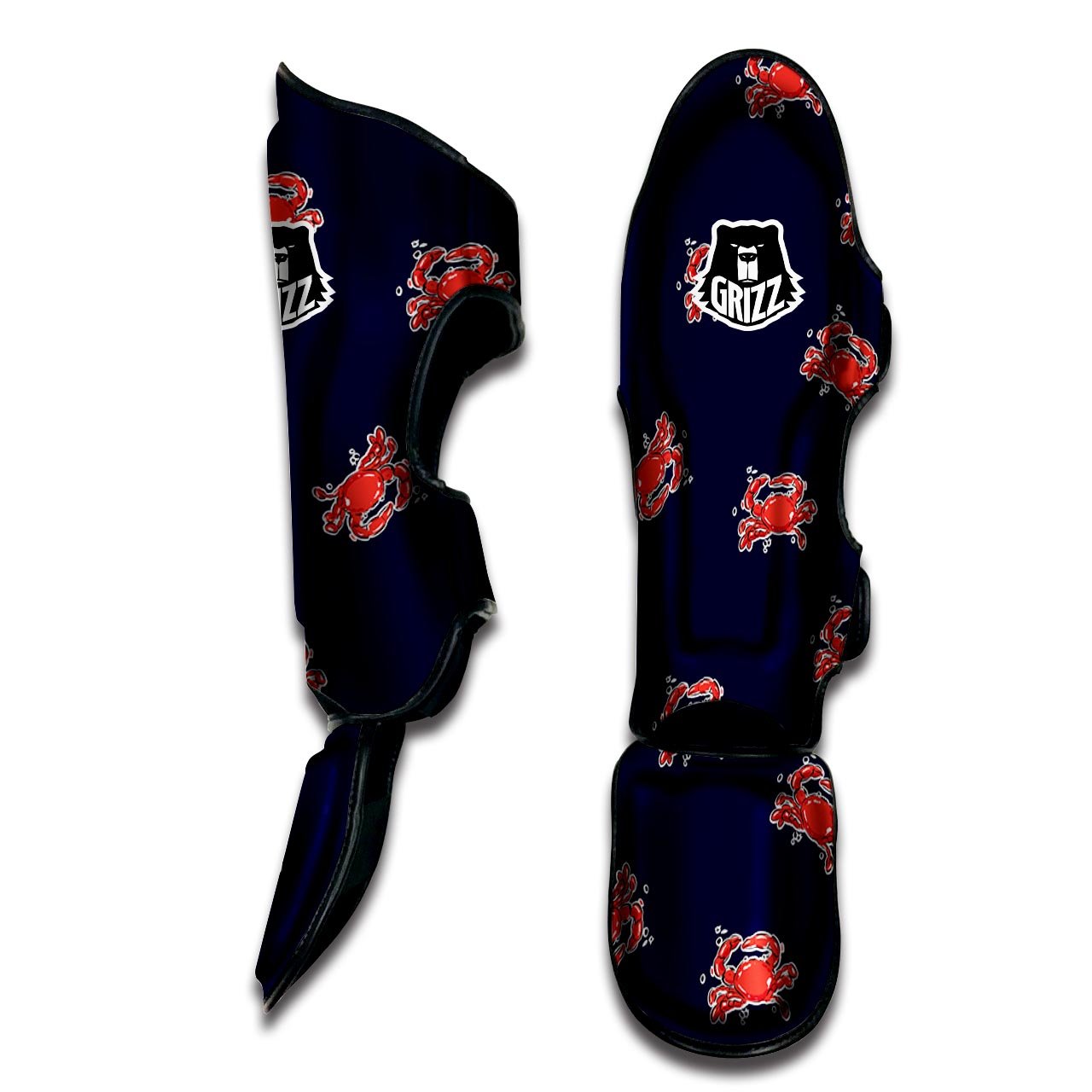 Crab Red Print Pattern Muay Thai Shin Guards-grizzshop