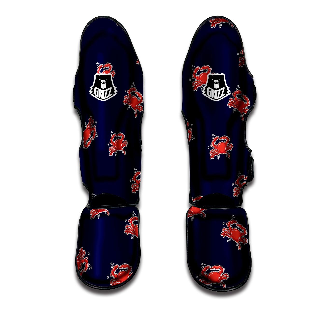 Crab Red Print Pattern Muay Thai Shin Guards-grizzshop